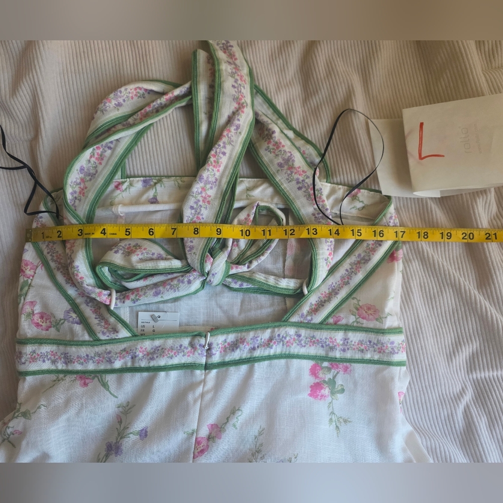 H&M Lovely Long FLORAL Back Tie-detail Midi Dress Floral Cream Floral BNWT - Picture 7 of 16